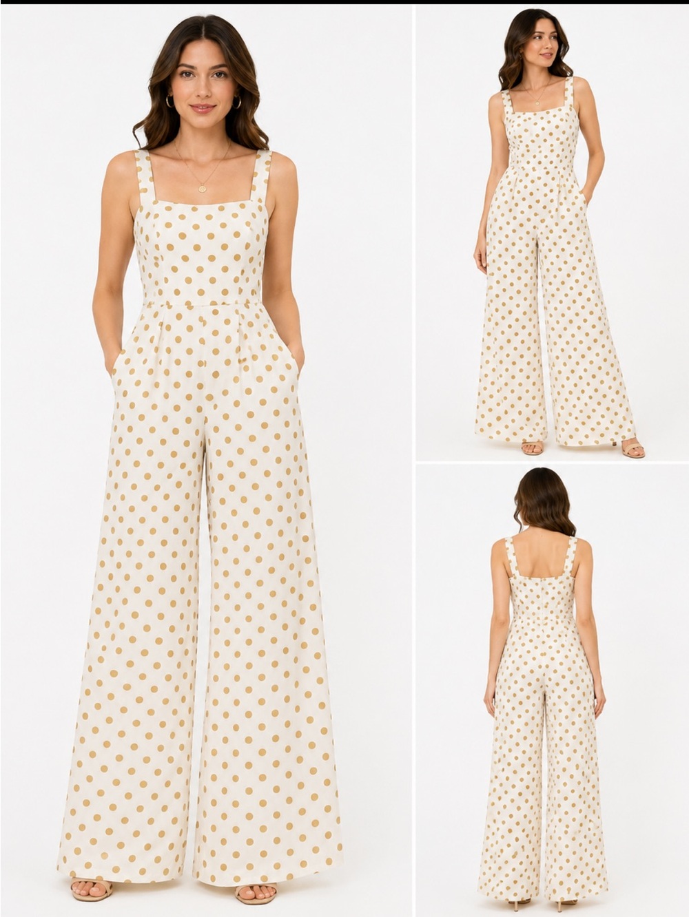 Dee elly polka dots jumpsuit wide leg size small